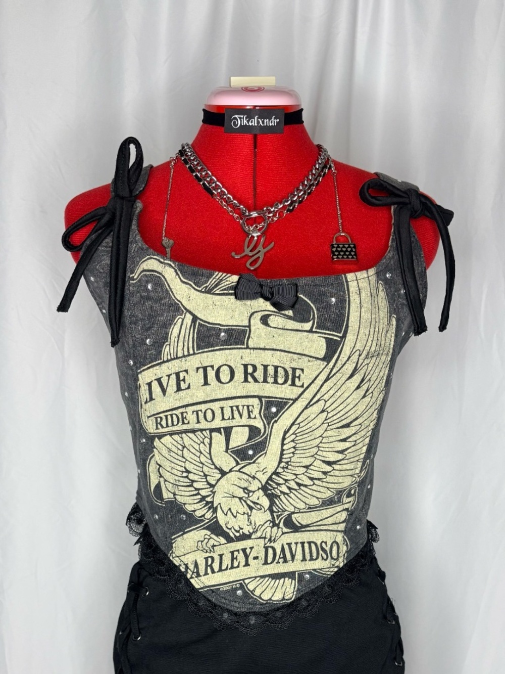 By Tikalxndr '07 Harley Davidson XL t-shirt reworked corset top